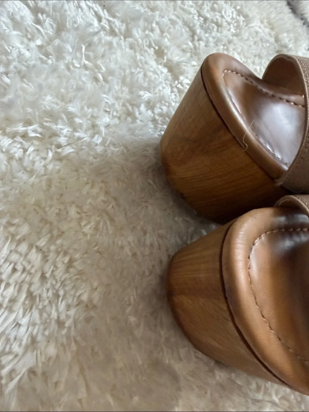 Steve Madden Beige/Tan Platform Wedge Sandals. Pre owned. Signs of wear.